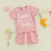 Kledingsets Papa's Meisjes Babykleding Schattige baby peuter T-shirts met korte mouwen Tops Shorts Zomer 2-delige outfitsset