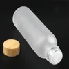 Bottiglie per crema in vetro smerigliato Vasetti cosmetici rotondi Flacone per pompa per lozione per il viso con tappo con venature del legno Lehol