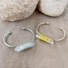 Bangle BM42980 Raw Clear Crystal Bracelet Quartz Cuff Gold Or Silver Plated Wire Wrapped Healing Gift