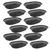 Dinnerware Sets 12 Pcs French Fries Hamburger Basket Dessert Dishes Trays Black Plastic Plates Snack Fruit Baskets Storage Bins