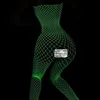 Sexy Chaussettes Shining Light Onepiece Mesh Vêtements Perspective Bretelles Résilles Blanc Soie Tentations Lumineux Discothèque 230427