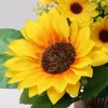 Fiori decorativi 13 teste grandi girasoli steli lunghi artificiali disposizione gialla sfusa in seta finta