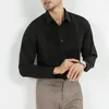 Camicie casual da uomo Taglio dimensionale Office Lady Camicia sottile in chiffon Primavera Estate Patchwork Monopetto Nero Manica lunga Abbigliamento da uomo