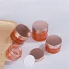 Pink Glass Cosmetic Cream Jar with Rose Gold Lid 5g 10g 15g 20g 30g 50g 60g 100g Makeup Cream Jar Travel Sample Container Bottles with Thck
