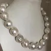 Chaînes Énorme 14-15mm Collier de perles blanches des mers du Sud 18 pouces 925s