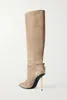 Bottes d'hiver pour femmes bottes longues Tom Ford BOOT cuirs de veau dame butin cadenas et talons dorés bout pointu robe de soirée de mariage pompes 35-43 bottes hautes