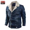 Jaquetas masculinas Mens Outono Inverno Bomber Denim Casual Engrossar Lã Quente Plus Size Jean Casacos Ao Ar Livre Exército Militar Outwear 5XL