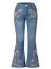 Jeans femininos plus size bordado mãe casual boot corte flare para mulheres outono streetwear 90s roupas vintage verão calças de cintura baixa