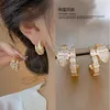 Hoop Earrings South Korea Design Fashion Jewelry 14K Gold Plated Zircon Snake Elegant Women's Daily Work Accessories