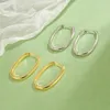 Hoopörhängen 925 Silver Needle Oval Shape Earring For Women Girls Fashion Party Wedding Jewelry E742