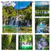 Curtain Forest Waterfall Curtains For Bedroom Natural Landscape 3D Printed Drapes Mountain Stream Window Living Room 2 Panels