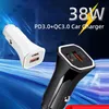 TE-P22 Universal 38W USB Type C Quick QC3.0 PD 20W Dual Ports Car Charger Fast Charging Charge Adapter in Car For iPhone Xiaomi Huawei Mobile Phone