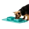 Bol pliable pour chien, bol double pliable en silicone, plats d'eau et de nourriture avec sac portable pour chien chat voyage camping