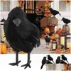 Decoração de festa Halloween Black Crow Model Simation Fake Bird Animal Scary Toys for Home Horror Props Drop Drop Garden Festive Dhum1