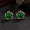 Boucles d'oreilles CN (Origine) 14K Gold rempli de boucles d'oreille rouge pour femmes Green Aros Mujer Oreja Gemstone Emerald Bizuteria Garnet