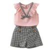 Clothing Sets Baby Girl Clothes 2pcs Ruffle Outfits White Shirt Tops+ Denim Pants Ripped Jeans for Girls
