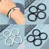 Pulseras con dijes para hombres y mujeres, color negro mate, cuentas simples de 8mm, pulsera de cuentas, brazalete, hilo, bola clásica