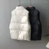 Chalecos de mujer Chaleco de plumón Mujer 2023 Otoño Chaqueta sin mangas Abrigo Otoño Invierno Prendas de vestir Puffer Cremallera femenina cerrada Negro