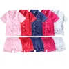 Pyjamas 2 pièces pyjamas en satin rouge ensembles pour enfants garçons filles vêtements pour enfants en soie solide vêtements pour enfants en bas âge pyjama 212T vêtements de noël 231127