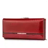 Carteiras de luxo feminino feminino genuíno bolsa de moeda de couro grande portador de cartão big card femlae masculino walet vermelho