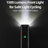 Fietsen Lichten RockBros 1500lm Bike Light 5500mAh Type-C Oplaadbare fietslicht IPX6 Waterdichte koplamp Remote Regel Cycling Voorkant Ligh P230427