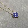 High-quality New Classic Peter Stone with Diamond Lucky Grass Necklace Single Flower Pendant Collarbone Chain