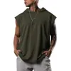 Men's Tank Tops Fitness Pullover Sports Casual Sleeveless Hooded Vest Loose 230426