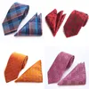 Bowbindingen Rbocomen's Blue Plaid Tie en zakdoekset 8 cm bruine paisley nek met pochet vierkante mode dot stroptie rode bruiloft