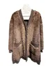 Manteau de fourrure pour femmes, col en v, coupe ample, manches tricotées, Design chaud et confortable, hiver 2023, 1122