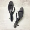 Sandales LEIMEICHEN 2023 été mode en cuir véritable tête carrée tongs femmes Simple décontracté mi talon chaussures femme Chic