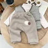 Trousers 2023 Winter Baby Plus Velvet Thick Harem Pants Infant Boy Cute Patch Pp Toddler Girl Warm Casual Kids Clothes