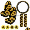 Car Seat Covers Ers 9 Pieces Sunflower Accessories Kit Include 2 Front Steering Wheel Er Piece Drop Delivery Mobiles Motorcycles Inte Dh41V