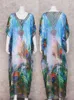 Klänningar 2022 Multicolored Bohemian Floral Printed Vneck Chiffon Bats Hylsa Lång sommarstrandklänning Kvinnor Beachwear Maxi Dresses Q1041