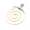 Pendant Necklaces 45x45mm Charm Fashion Natural Black White Shell Spiral Round For Jewelry Making Supplies DIY Necklace Accessories Gifts