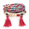 Charm Armband F19D Multicolor Stapble Bead Armband Stretch Multilayer Armband Handgjorda Wrap Tassel Bangle Party Ornament