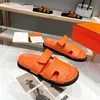 Top quality fashion Classic Leather Chypre Sandals Slides for men women flat shoes summer outdoor non-slip slippers Scuffs Luxury designer Shoes Factory Large