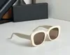 Rechteckige Sonnenbrille 0295 Weiß/Dunkelgraue Linse Damen Sunnies UV400 Brillen mit Box