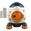 Storage Bottles Kids Piggy Bank Cartoon Rocket Statue Money Box Tabletop Craft With Exquisite Stickers Practical Gifts