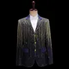 Mäns kostymer blazers hoo 2023 Färgglada meteorgradient Sequin Blazer Three Button Host Bar Shiny Catwalk 230427