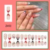 Valse nagels Kerst nagelstickers Veelkleurige Franse pers op tips Zoete nep Ronde amandelvorm Kunstmatige kunst