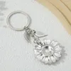 Keychains Fashion Alloy Sunflowers Leaves Silver Colors Plants Key Rings For Women Men Good Friendship Gift Handmade DIY Jewelry