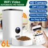 Matning 6L PET Automatisk matare Cat Dog Food Dispenser Vedio Version Smart 5s Voice Recorder App Control Timing Feeding With HD Camera