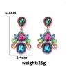 Boucles d'oreilles pendantes mode verre coloré cristal longue goutte bijoux pour femmes fête de mariage strass grande femme suspendue