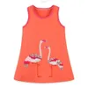 Ensembles de vêtements nouvelle boutique d'été en gros flamant orange applique sans manches enfant en bas âge bébé enfants robe de fille