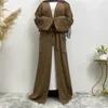 Ubranie etniczne Slim-Fit Long Rleeves Abayas Pocket Robe Doman Sukienka moda Arabia Saudyjska Dubai Abaya Elegante Pearl Muslim Vistidos