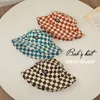 CAPS HATS 26y Kids Boy Girl Bucket Hat Wide Brim Checkerboard Beach Sun Fisherman For Toddler Summer Outdoor Seaside 230426