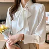 Kvinnor Bluses Women Business Shirts Ankomstskjorta Kvinnor Blus Vintage Work Casual Tops Chiffon Bow Elegant Loose