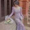 Casual Dresses French Style Floral Print For Women 2023 Summer Fashion Purple Mesh Folds Puff Sleeve V-neck Elegant Pretty Long Dress