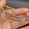 Bangle 3 mm dwukolorowe bransoletki Dubaj Kobiety Kulki Bracelety Afryka Łańcuch ręczny Złoty Kolor Saudyjska Arabia Weddna biżuteria ślubna Prezent