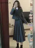 Robes de travail automne hiver femmes Style Preppy costume ensembles coréen luxe élégant jupes longues pour les femmes 2 pièces ensemble correspondant